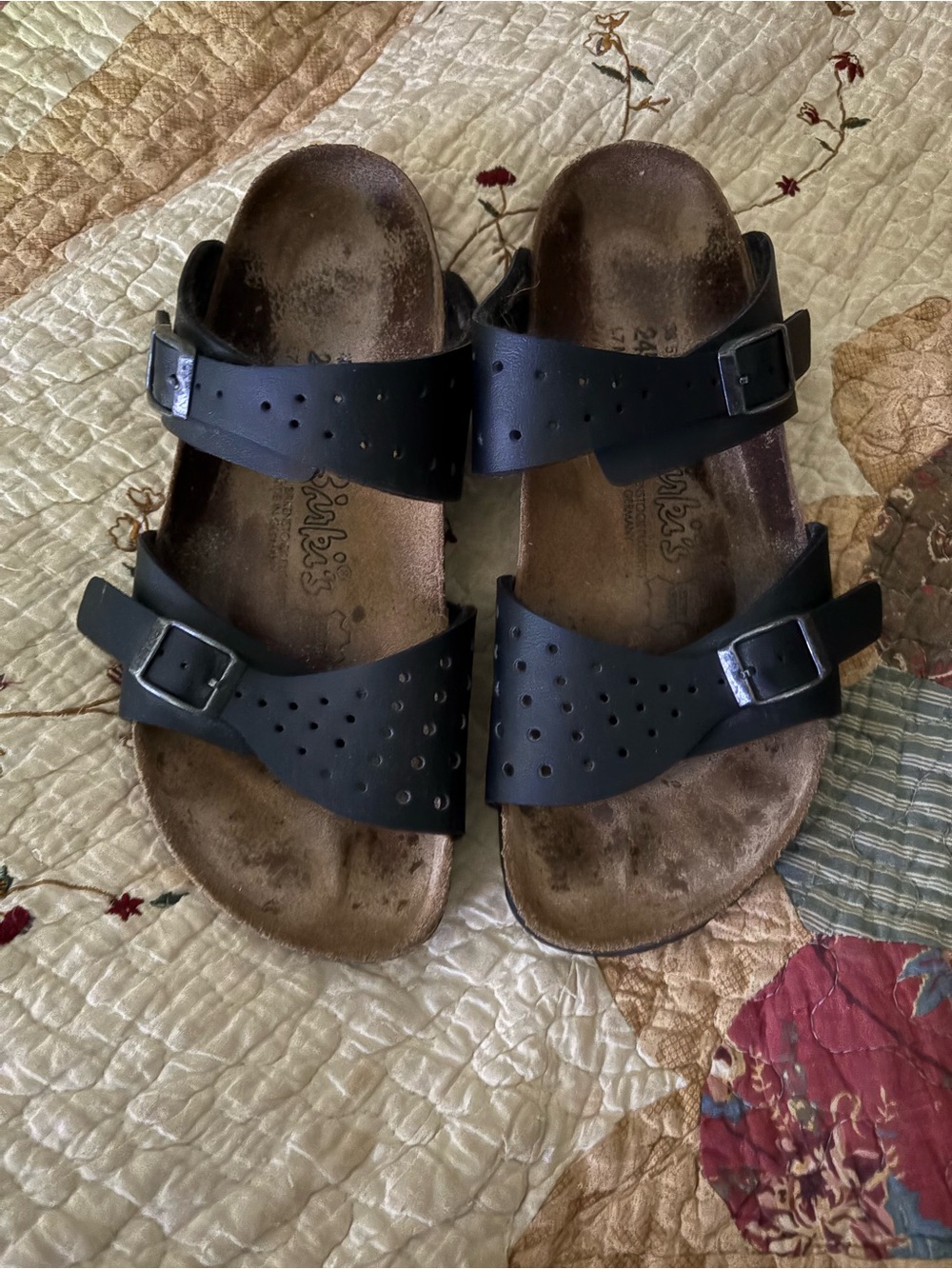 Birki’s by Birkenstock Freeport Black Leather Two-Strap Sandals 38EU L7